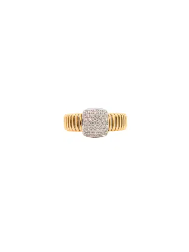 Wish Fine Jewelry 0.48ct Diamond 18K Gold Italy Grooved Ring | Thumbnail 1