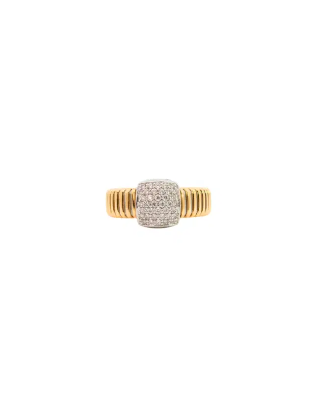 Wish Fine Jewelry 0.48ct Diamond 18K Gold Italy Grooved Ring