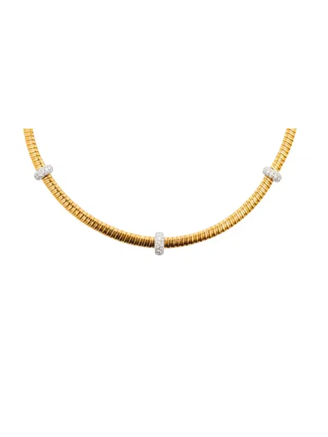 Wish Fine Jewelry 0.78ct Diamond 18K Gold Italian Multi Row Necklace