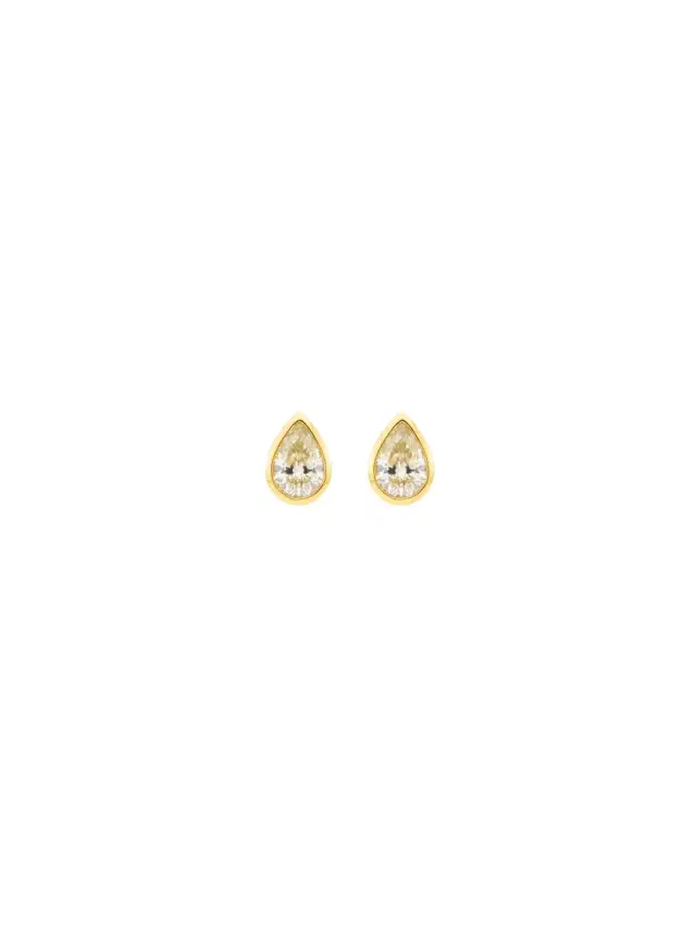 Wish Fine Jewelry 0.83ct Diamond 18K Gold Bezel Pear Cut Stud Earrings