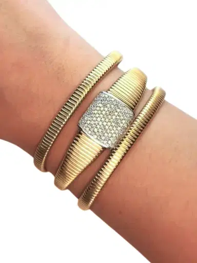 Wish Fine Jewelry 1.30ct Diamond 18K Gold Italian Multi Row Bracelet | Thumbnail 2 Wish Fine Jewelry 1.30ct Diamond 18K Gold Italian Multi Row Bracelet | Thumbnail 2