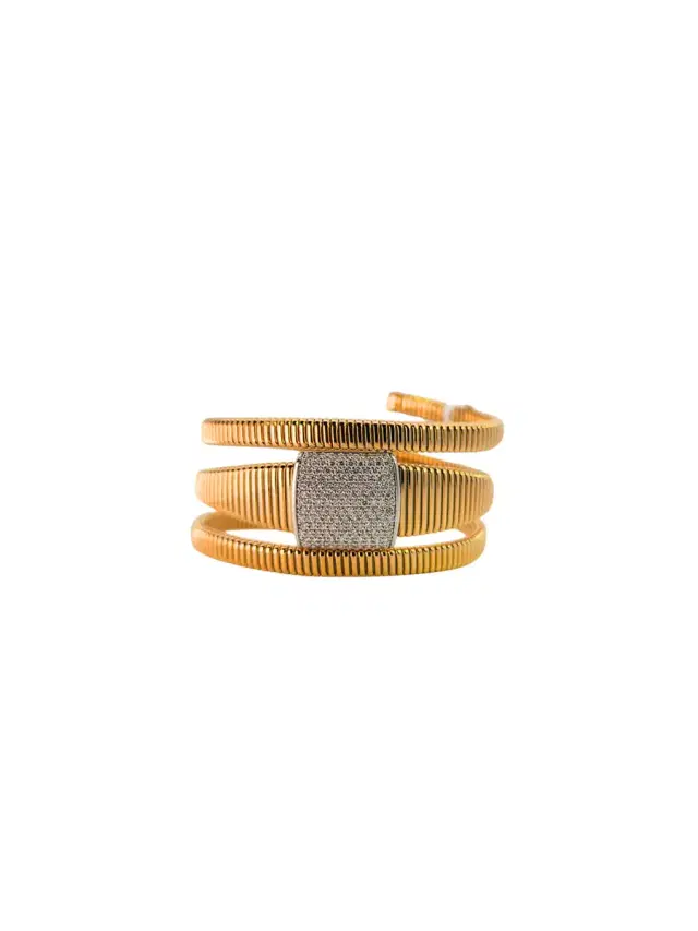 Wish Fine Jewelry 1.30ct Diamond 18K Gold Italian Multi Row Bracelet