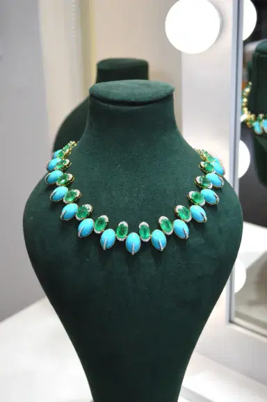 Wish Fine Jewelry 184.9ct Turquoise Emerald Diamond 18K Gold Statement Necklace | Thumbnail 2 Wish Fine Jewelry 184.9ct Turquoise Emerald Diamond 18K Gold Statement Necklace | Thumbnail 2