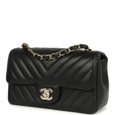 Chanel Chanel Mini Chevron Classic Rectangular Flap Bag Black Lambskin Light Gold Hardware | Thumbnail 5 Chanel Chanel Mini Chevron Classic Rectangular Flap Bag Black Lambskin Light Gold Hardware | Thumbnail 5