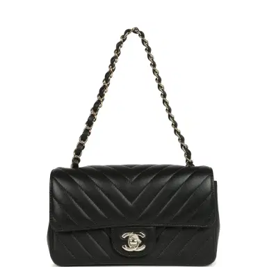 Chanel Chanel Mini Chevron Classic Rectangular Flap Bag Black Lambskin Light Gold Hardware | Thumbnail 7 Chanel Chanel Mini Chevron Classic Rectangular Flap Bag Black Lambskin Light Gold Hardware | Thumbnail 7
