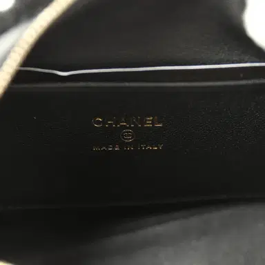 Chanel Chanel Mini Timeless Classic Barrel Bag with Chain Black Shearling Light Gold Hardware | Thumbnail 9