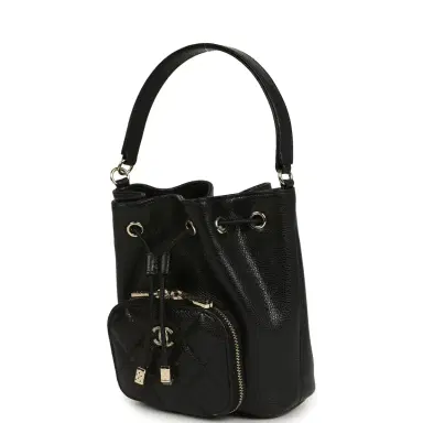 Chanel Chanel Mini Top Handle Bucket Bag with Chain Black Shiny Caviar Light Gold Hardware | Thumbnail 5 Chanel Chanel Mini Top Handle Bucket Bag with Chain Black Shiny Caviar Light Gold Hardware | Thumbnail 5