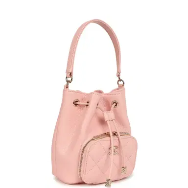Chanel Chanel Mini Top Handle Bucket Bag with Chain Pink Shiny Caviar Light Gold Hardware | Thumbnail 2