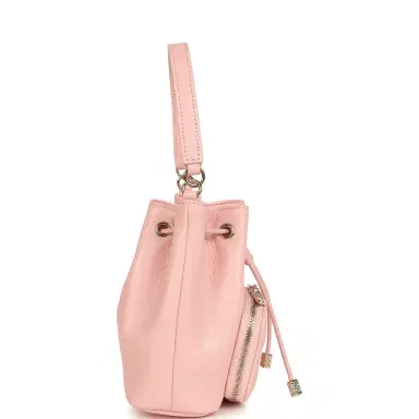 Chanel Chanel Mini Top Handle Bucket Bag with Chain Pink Shiny Caviar Light Gold Hardware | Thumbnail 3