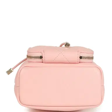 Chanel Chanel Mini Top Handle Bucket Bag with Chain Pink Shiny Caviar Light Gold Hardware | Thumbnail 6
