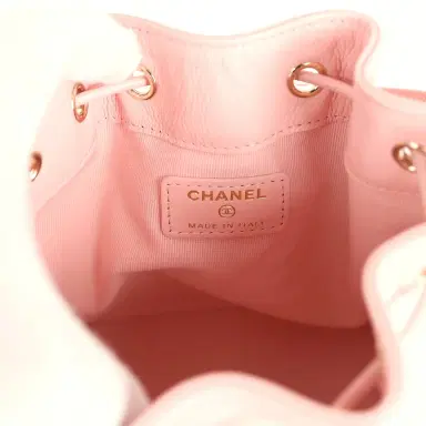 Chanel Chanel Mini Top Handle Bucket Bag with Chain Pink Shiny Caviar Light Gold Hardware | Thumbnail 8