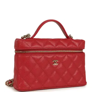 Chanel Chanel Top Handle Long Vanity Case with Chain Red Shiny Caviar Light Gold Hardware | Thumbnail 2 Chanel Chanel Top Handle Long Vanity Case with Chain Red Shiny Caviar Light Gold Hardware | Thumbnail 2