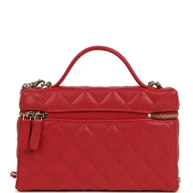 Chanel Chanel Top Handle Long Vanity Case with Chain Red Shiny Caviar Light Gold Hardware | Thumbnail 4 Chanel Chanel Top Handle Long Vanity Case with Chain Red Shiny Caviar Light Gold Hardware | Thumbnail 4