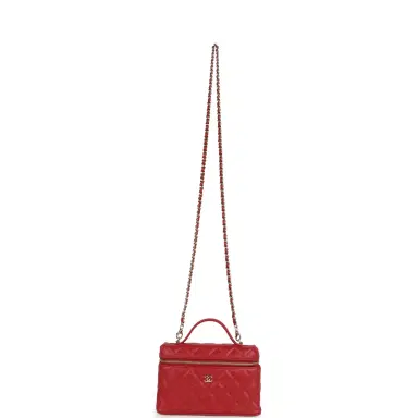 Chanel Chanel Top Handle Long Vanity Case with Chain Red Shiny Caviar Light Gold Hardware | Thumbnail 7 Chanel Chanel Top Handle Long Vanity Case with Chain Red Shiny Caviar Light Gold Hardware | Thumbnail 7