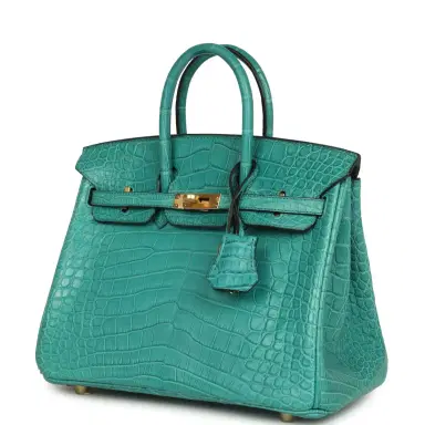 HERMÈS Hermes Birkin 25 Bleu Paon Matte Alligator Gold Hardware | Thumbnail 5 HERMÈS Hermes Birkin 25 Bleu Paon Matte Alligator Gold Hardware | Thumbnail 5