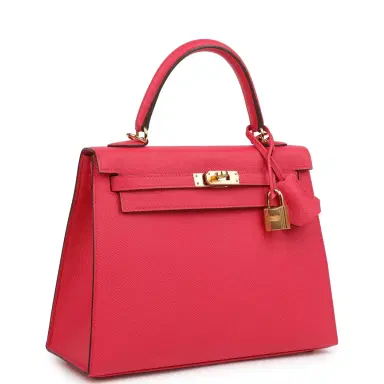 HERMÈS Hermes Kelly Sellier 25 Rose Extreme Epsom Gold Hardware | Thumbnail 2