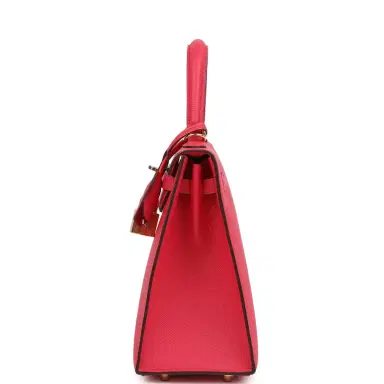 HERMÈS Hermes Kelly Sellier 25 Rose Extreme Epsom Gold Hardware | Thumbnail 3