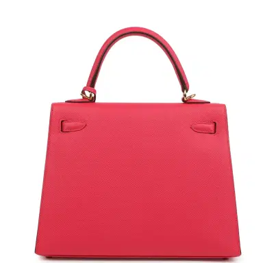 HERMÈS Hermes Kelly Sellier 25 Rose Extreme Epsom Gold Hardware | Thumbnail 4