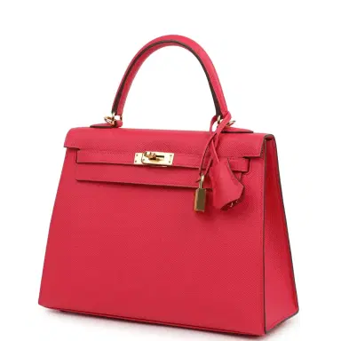 HERMÈS Hermes Kelly Sellier 25 Rose Extreme Epsom Gold Hardware | Thumbnail 5