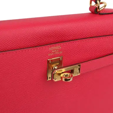 HERMÈS Hermes Kelly Sellier 25 Rose Extreme Epsom Gold Hardware | Thumbnail 7