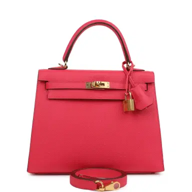 HERMÈS Hermes Kelly Sellier 25 Rose Extreme Epsom Gold Hardware | Thumbnail 1