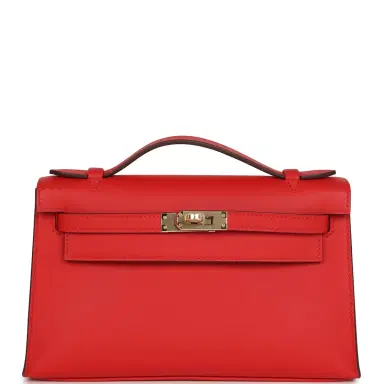 HERMÈS Hermes Special Order (HSS) Kelly Pochette Rouge de Coeur Verso Swift Permabrass Hardware | Thumbnail 1 HERMÈS Hermes Special Order (HSS) Kelly Pochette Rouge de Coeur Verso Swift Permabrass Hardware | Thumbnail 1