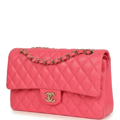 Chanel Pre-owned Chanel Medium Classic Double Flap Bag Dark Pink Shiny Caviar Gold Hardware | Thumbnail 5 Chanel Pre-owned Chanel Medium Classic Double Flap Bag Dark Pink Shiny Caviar Gold Hardware | Thumbnail 5