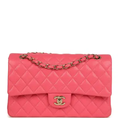 Chanel Pre-owned Chanel Medium Classic Double Flap Bag Dark Pink Shiny Caviar Gold Hardware | Thumbnail 1 Chanel Pre-owned Chanel Medium Classic Double Flap Bag Dark Pink Shiny Caviar Gold Hardware | Thumbnail 1