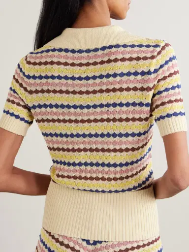 Zimmermann Awaken Striped Cotton-blend Polo Shirt | Thumbnail 3 Zimmermann Awaken Striped Cotton-blend Polo Shirt | Thumbnail 3