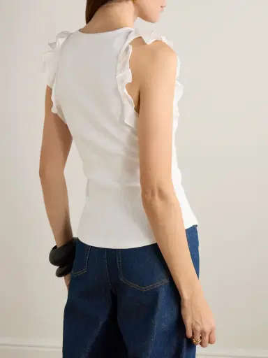 Zimmermann Awaken Ruffled Ribbed Cotton-blend Jersey Tank | Thumbnail 3 Zimmermann Awaken Ruffled Ribbed Cotton-blend Jersey Tank | Thumbnail 3
