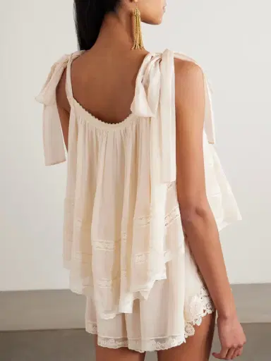 Zimmermann Awaken Cropped Lace-trimmed Cotton And Silk-blend Top | Thumbnail 3