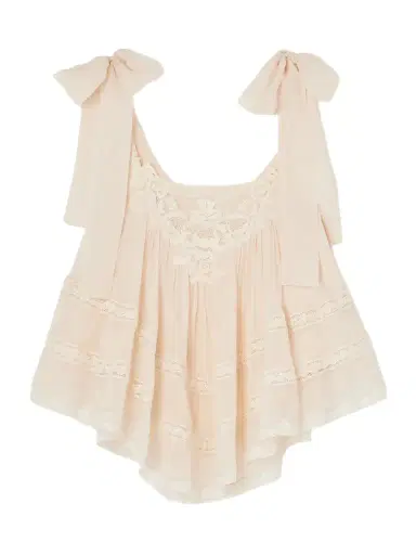 Zimmermann Awaken Cropped Lace-trimmed Cotton And Silk-blend Top | Thumbnail 1