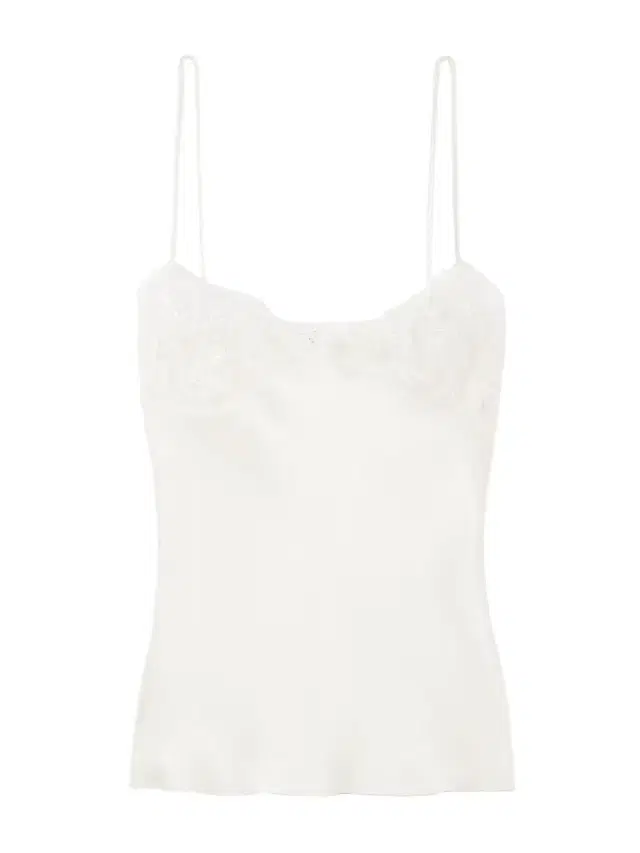 Lace-trimmed Silk-satin Camisole