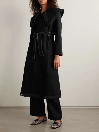 BODE Dover Belted Embroidered Wool Coat | Thumbnail 3 BODE Dover Belted Embroidered Wool Coat | Thumbnail 3