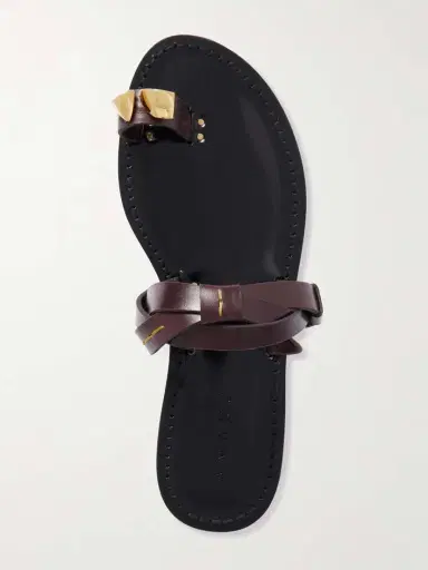 AMANU The Lagos Embellished Woven Leather Sandals | Thumbnail 5