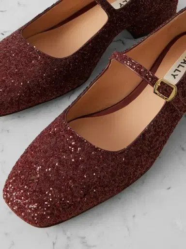 BALLY Belkys Glittered Leather Mary Jane Pumps | Thumbnail 4