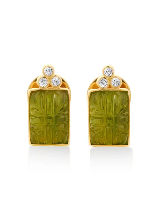 Rectangular Peridot Earrings