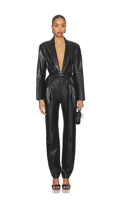 Norma Kamali Easy Fit Single Breasted Tapered Leg Jumpsuit | Thumbnail 1 Norma Kamali Easy Fit Single Breasted Tapered Leg Jumpsuit | Thumbnail 1
