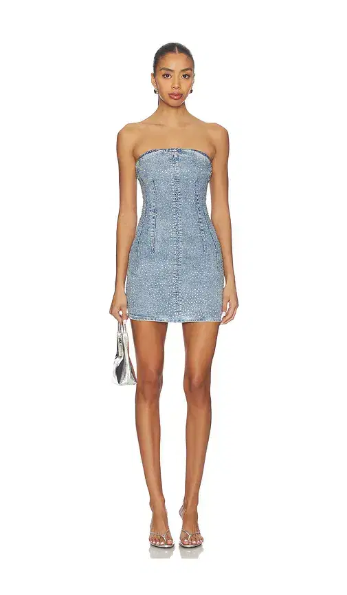 Good American Crystal Strapless Mini Dress