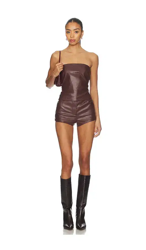 superdown Kayla Faux Leather Short Set