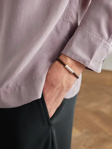 LE GRAMME 7g Sterling Silver and Leather Cable Bracelet - Men | Thumbnail 2