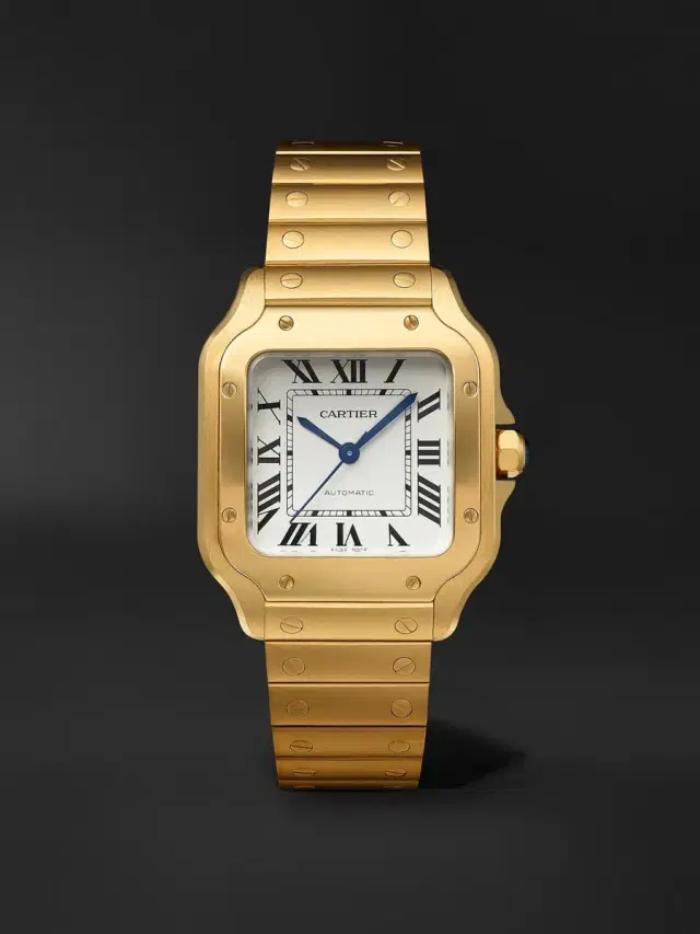 Cartier Santos de  Medium Automatic 35.1mm 18-Karat Gold and Alligator Watch, Ref. No. WGSA0030 - Men