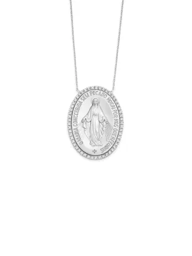 Wish Fine Jewelry 0.35ct Diamond 18K Gold Our Lady of Grace Pendant Necklace | Thumbnail 1 Wish Fine Jewelry 0.35ct Diamond 18K Gold Our Lady of Grace Pendant Necklace | Thumbnail 1