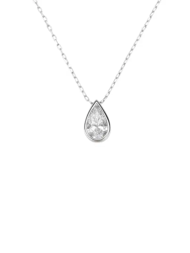 Wish Fine Jewelry 0.94ct Diamond 18K Gold Pear Necklace