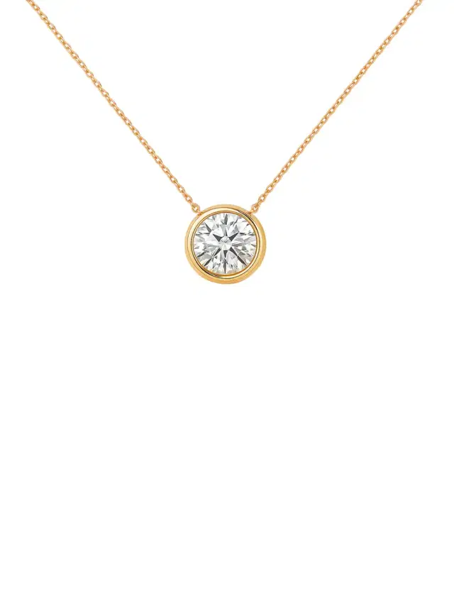 Wish Fine Jewelry 0.96ct Diamond 18K Gold Solitaire Necklace
