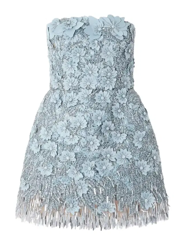 Embellished Raffia Mini Dress