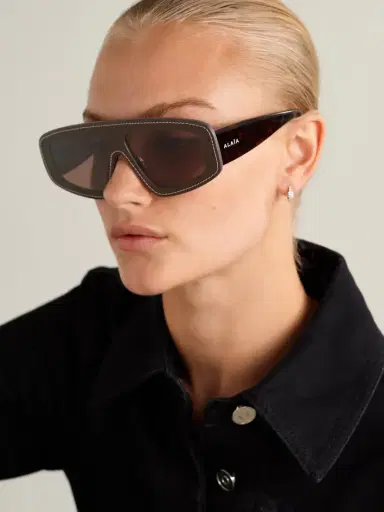 Alaïa Mask D-frame Leather And Tortoiseshell Acetate Sunglasses | Thumbnail 2 Alaïa Mask D-frame Leather And Tortoiseshell Acetate Sunglasses | Thumbnail 2