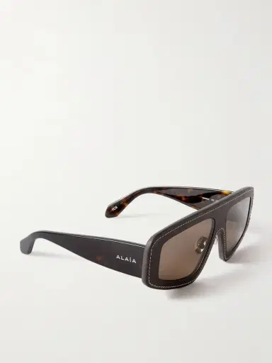 Alaïa Mask D-frame Leather And Tortoiseshell Acetate Sunglasses | Thumbnail 3 Alaïa Mask D-frame Leather And Tortoiseshell Acetate Sunglasses | Thumbnail 3