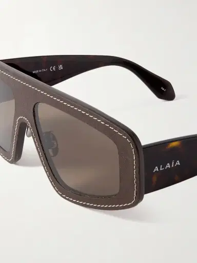 Alaïa Mask D-frame Leather And Tortoiseshell Acetate Sunglasses | Thumbnail 4 Alaïa Mask D-frame Leather And Tortoiseshell Acetate Sunglasses | Thumbnail 4