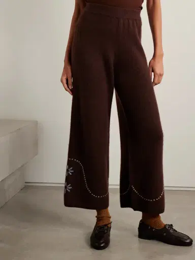 Calle Del Mar Intarsia-knit Cashmere Wide-leg Pants | Thumbnail 3